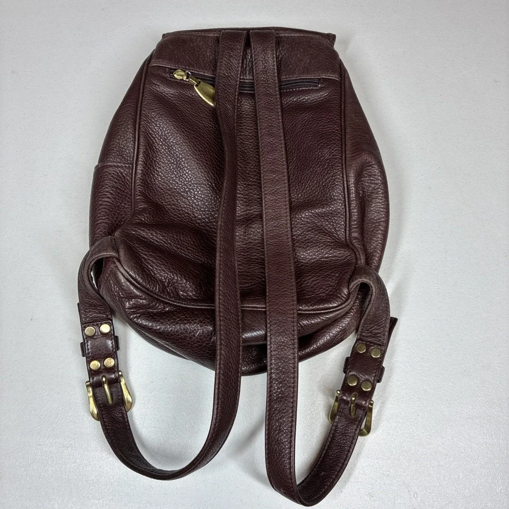 Vintage Libaire Pebbled Brown Leather Backpack Adjsutable Flap Y2K Soft 10x14